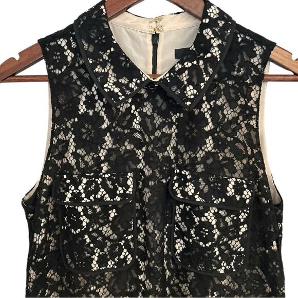 J. Crew Black and Nude Lace Overlay Midi Dress, Size 6 - Picture 5 of 14